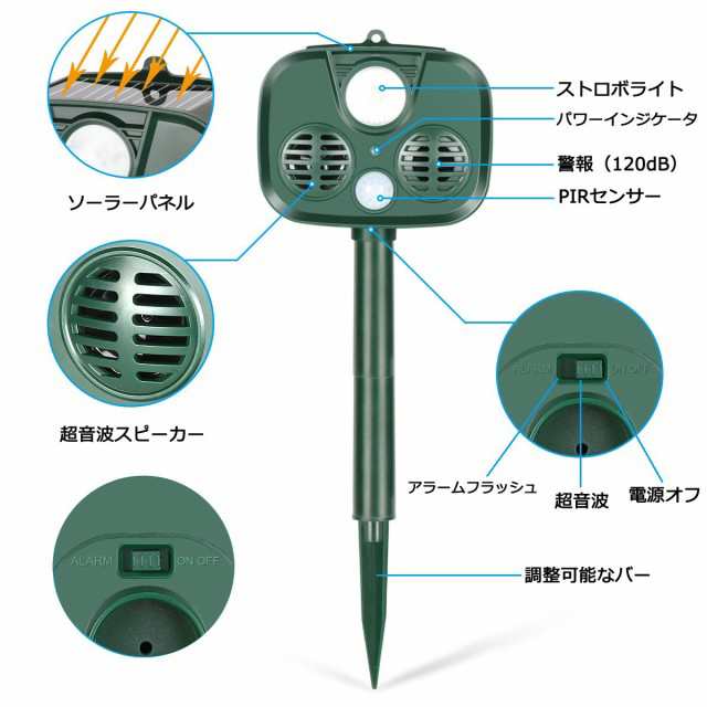 猫よけ 超音波 番人くん 動物撃退器 ソーラー充電＆電池給電＆USB充電