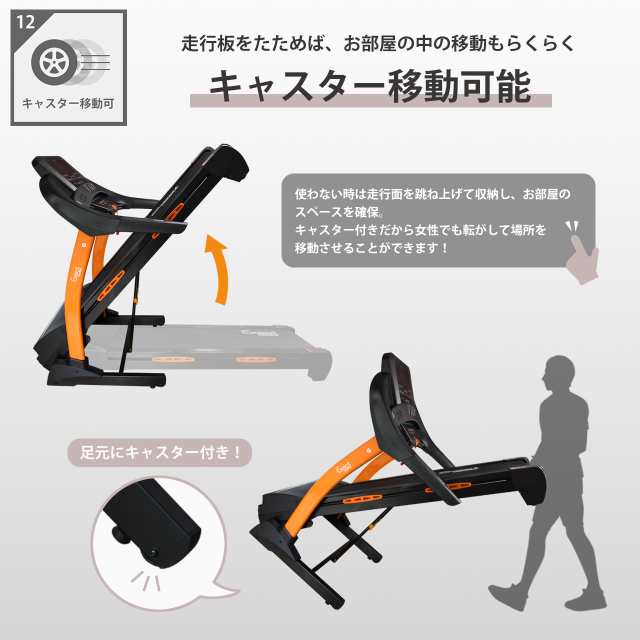 電動ルームランナー HTR18-001 自走式 家庭用 コンパクト18km/h 本格派 トレッドミル ホームジム ランニングマシン ランニングマシーン  健康器具 高齢者 静音 筋トレ ダイエット ウォーキング 折りたたみ リハビリ フィットネス トレーニングの通販はau PAY マーケット ...