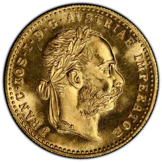 高鑑定 1915年 オーストリア フランツ・ヨーゼフ１世 1ダカット 金貨 双頭の鷲 NGC社鑑定 MS68 リストライク