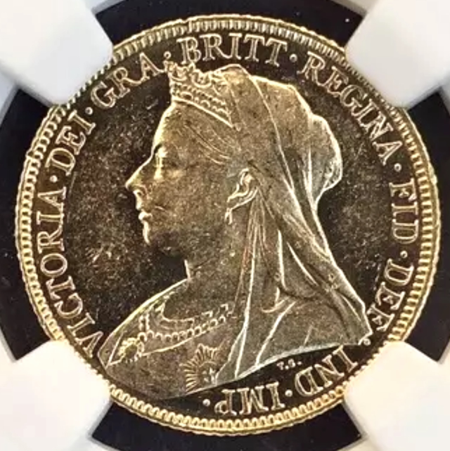 1898年 M オーストラリア ヴィクトリア女王 ヴェールドヘッド １ソブリン 金貨 龍退治 NGC社鑑定 MS61