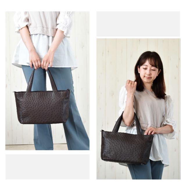 オーストリッチ 本革 2way ハンドバッグ ショルダーバッグ
