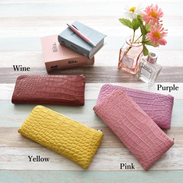 新作 長財布 L字ファスナー レディース メンズ クロコダイル 本革 薄型 スリム ワニ革 財布 軽量 レザー Ｌ字 パープル 紫 イエロー 黄色 シンプル 軽い おしゃれ 鰐革 大容量 収納 薄い 大人 上品 女性 男性 婦人 人気 開運 一粒万倍日 金運 風水 ギフト 送料無料 新作 長財布 L字ファスナー レディース メンズ クロコダイル 本革 薄型