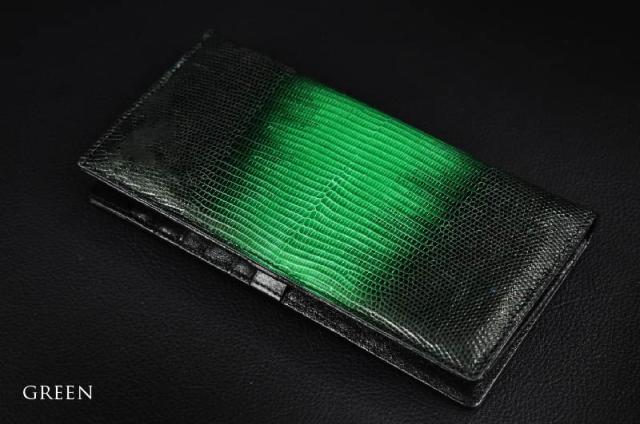 リザード 本革 長財布 折りたたみ メンズ レディース かぶせ 薄型