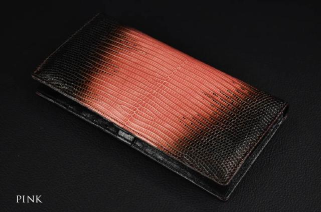 リザード 本革 長財布 折りたたみ メンズ レディース かぶせ 薄型
