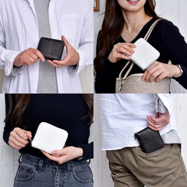 Riamasa 二つ折り財布 レディース メンズ パイソン 本革 ラウンド