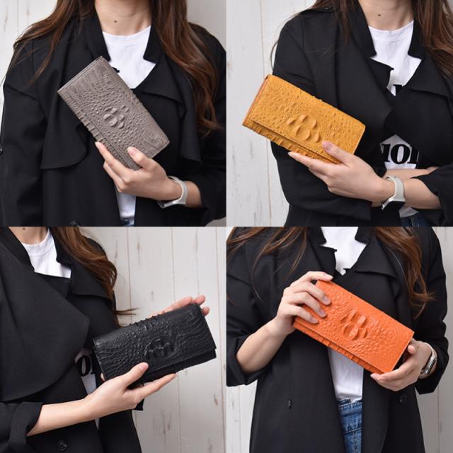 アウトレット クロコダイル 長財布 かぶせ レディース メンズ 本革