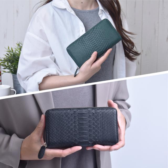 パイソン 長財布 本革 メンズ レディース ラウンドファスナー 軽い レザー 蛇革 大容量 グリーン ブラック ラウンド 財布 ウォレット 軽量 小銭入れ 多収納 牛革 ヘビ皮 革 本皮 金運 風水 運気 開運 一粒万倍日 長サイフ 大人 男性 女性 人気 ギフト 送料無料_4