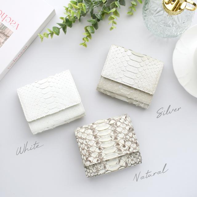 新作 パイソン 財布 三つ折り レディース メンズ 蛇革 ミニ財布 本革