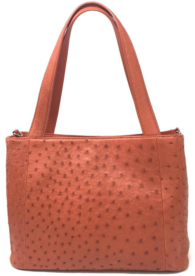 【美品】オーストリッチ ハンドバッグ フルポイント 本革 モカ 茶系 日本製 美品】オーストリッチ ハンドバッグ フルポイント 本革 モカ 茶