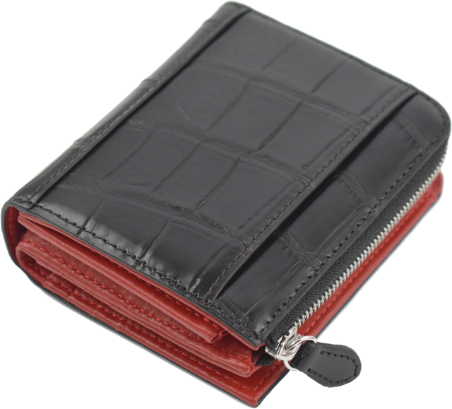 クロコダイル 本革 折りたたみ 財布 メンズ レディース 二つ折り財布