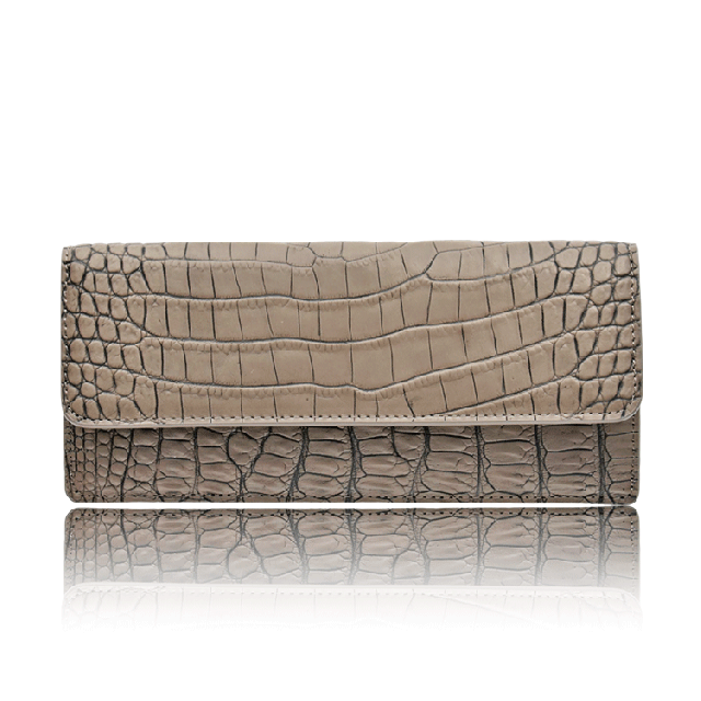 新作 長財布 クロコダイル 本革 メンズ レディース 薄型 かぶせ 目地