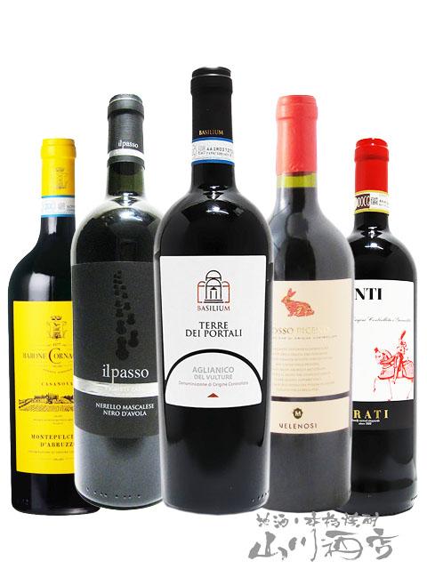 イタリア 赤ワイン  厳選イタリア赤ワイン5本セット 750ml 5本セット      送料無料  商品番号 4162