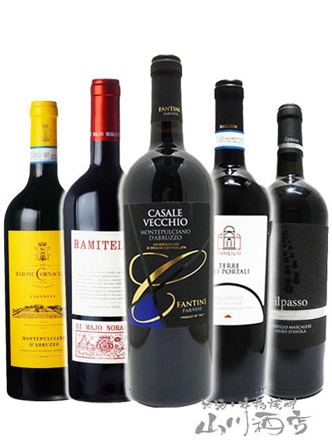 イタリア 赤ワイン  厳選イタリア赤ワイン5本セット 750ml 5本セット    送料無料  商品番号 4457