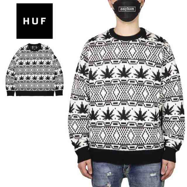 HUF ニット ハフ セーター 総柄 ジャガード メンズ レディース ブランド 大きいサイズ おしゃれ コットンニット 綿100%の通販は