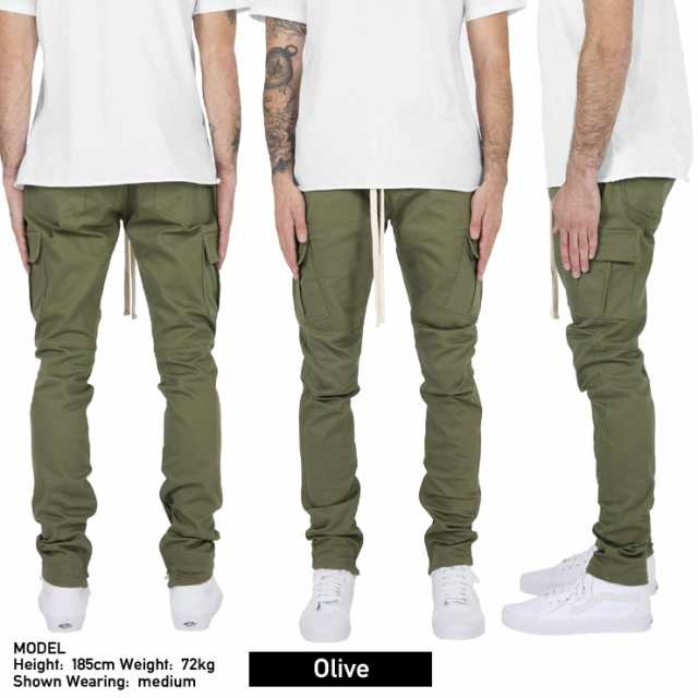 mnml ミニマル カーゴパンツ スキニー スリム CARGO DRAWCORD PANTS 裾ジップ カーキ オリーブ ブラック XS S M L  XL｜au PAY マーケット