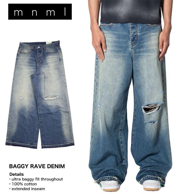 ミニマル デニム mnml バギーデニム ワイド バギー 太め ジーンズ メンズ ブランド 大きいサイズ おしゃれ おすすめ 人気 mnml121 ブルーの通販は