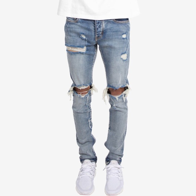 mnml デニム 裾ジップ mnml ミニマル M1 STRETCH DENIM BLUE クラッシュデニムパンツ スキニー スリム｜au PAY  マーケット