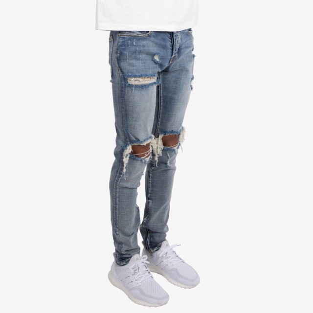 mnml デニム 裾ジップ mnml ミニマル M1 STRETCH DENIM BLUE クラッシュデニムパンツ スキニー スリム｜au PAY  マーケット