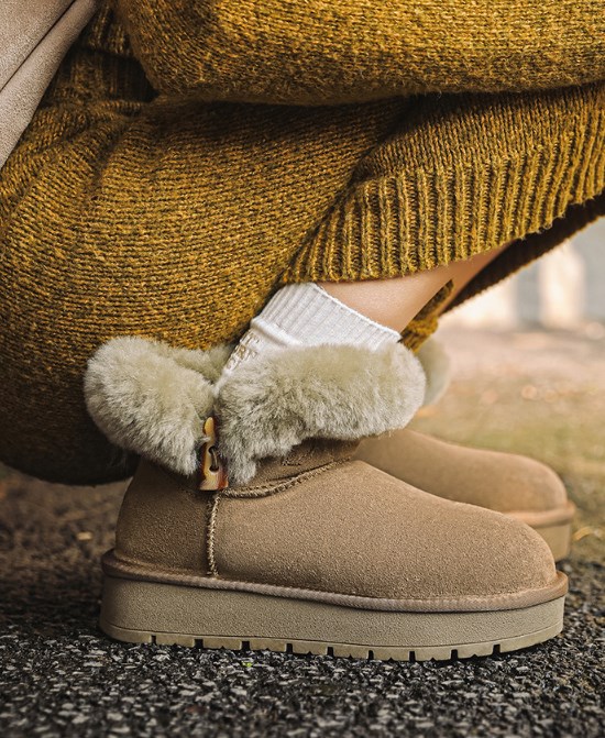 厚底 羊 本革 本毛 ムートンブーツ レディー ショートブーツ 痛くない