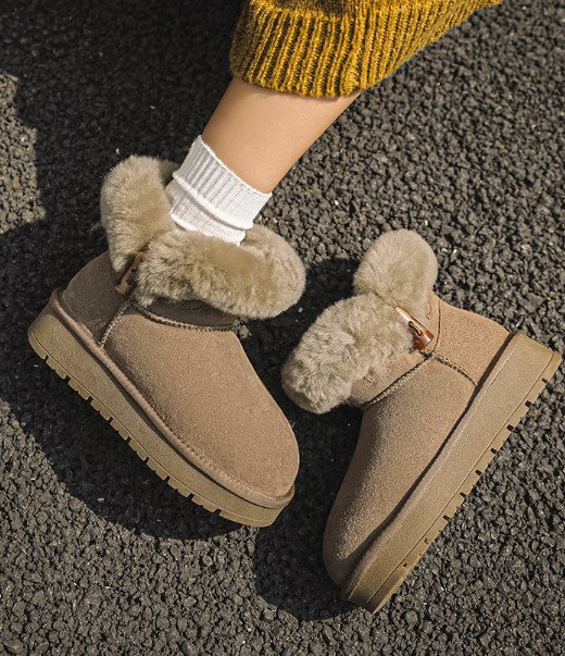 厚底 羊 本革 本毛 ムートンブーツ レディー ショートブーツ 痛くない