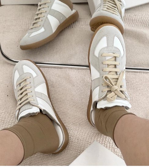 本革 レースアップ スリッポン サンダル風 カジュアルシューズ