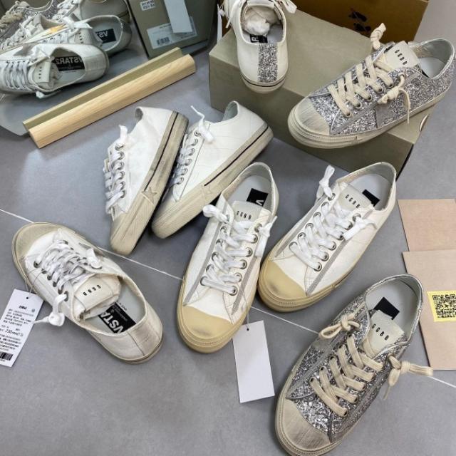 ヴィンテージ風 星柄 ローカットスニーカー レディース 厚底 本革