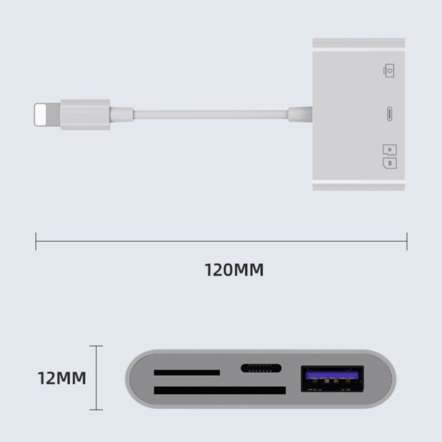 SDカードリーダー　iPhone　iPad　ライトニング　データ転送　カメラ　白