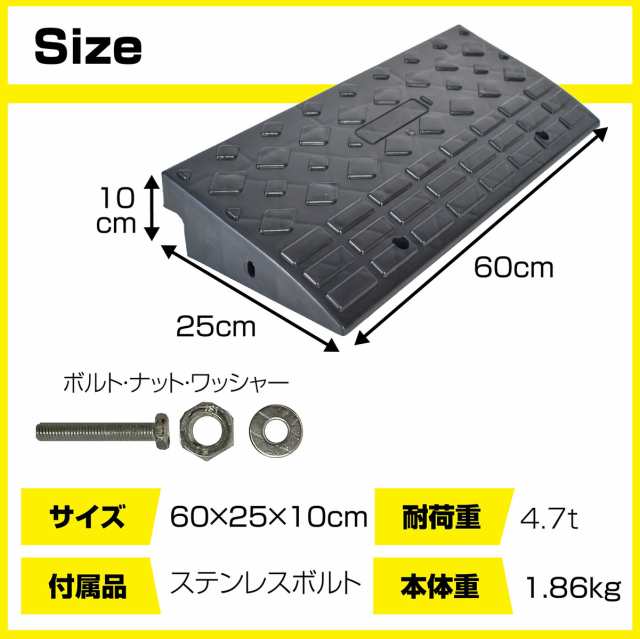 段差 スロープ プレート プラスチック製 軽量 幅60cm 高さ10cm用 駐