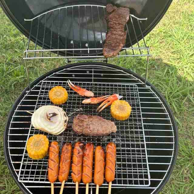 バーベキュー コンロ 直径46cm 4-6人用 炭 丸型 キャンプ焼肉 BBQ 