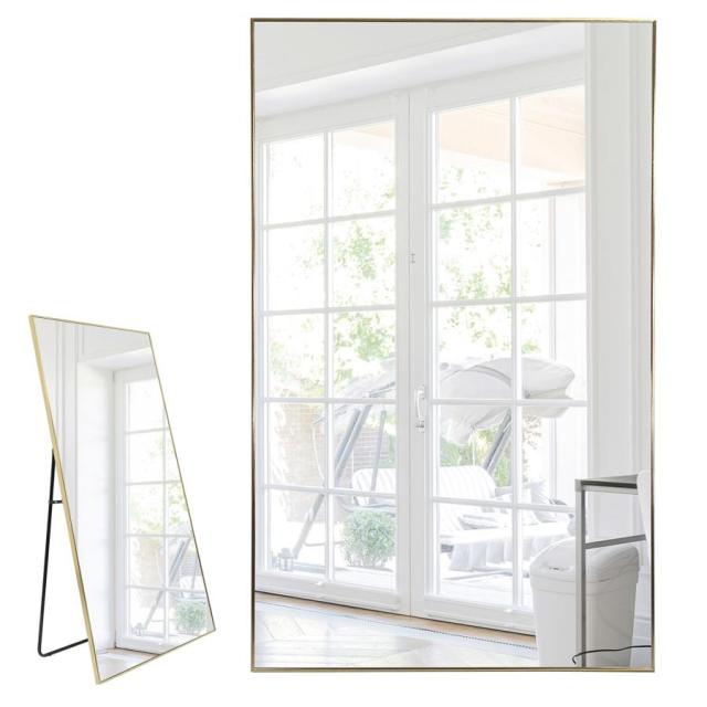 全身鏡 大型 直角 160cmx100cm 鏡 スタンドミラー 姿見鏡 おしゃれ 壁掛け 姿見 全身鏡 ウォールミラー 壁付けミラー すがたみ 全身かがみ アルミ合金フレームの通販は 17,900円