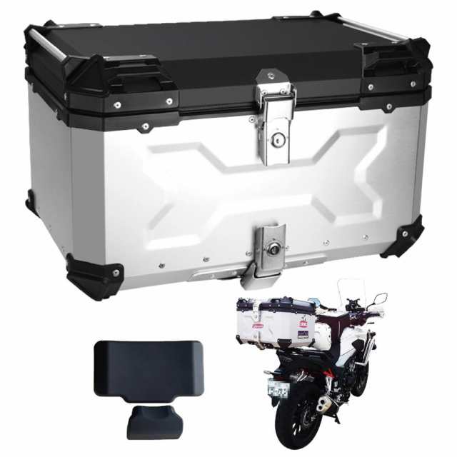 バイク用リアボックス 大容量 100L アルミ 取付ベース付 鍵2本付 簡単 