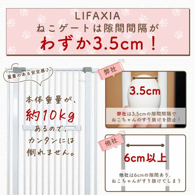 猫脱走防止フェンス　マーケット　(135黒,取付幅75-85cの通販はau　ペットフェンス　LIFAXIA　PAY　135cm　黒　PAY　マーケット－通販サイト　ドア付き　ペットゲート　逃亡防止　Grugru-Shop　ベビーゲート　au　猫　ハイタイプ