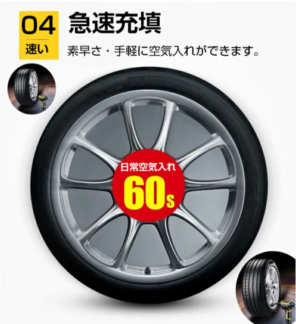 60s快速充填 空気入れ 自動車用 電動 自転車コードレス エアコンプレッサー エアーポンプ 電動空気入れ 車用 自動停止 日常点検 タイの通販はau Pay マーケット Ilemon