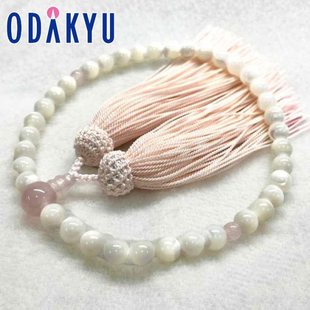 数珠 ［ 現代仏壇 ］ 念珠 女性用 蝶貝 紅水晶入 ｜3-10日程度でのお届け※沖縄・離島へは届不可(B)