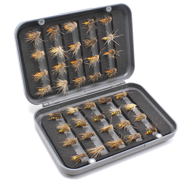 フライ用 毛ばり ケース付 40本 セット テンカラ 毛鉤 灰 金 釣り フィッシングの通販はau Pay マーケット Wellvie