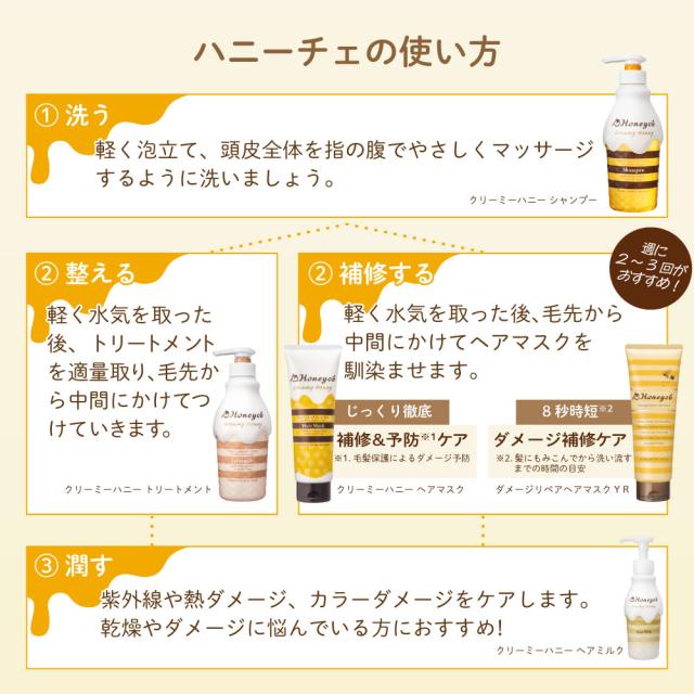 公式】ハニーチェ クリーミーハニー トリートメントつめかえ×4個セット