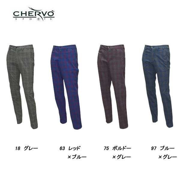 シェルボ CHERVO メンズ 秋冬 ストレッチ コットン チェック柄パンツ