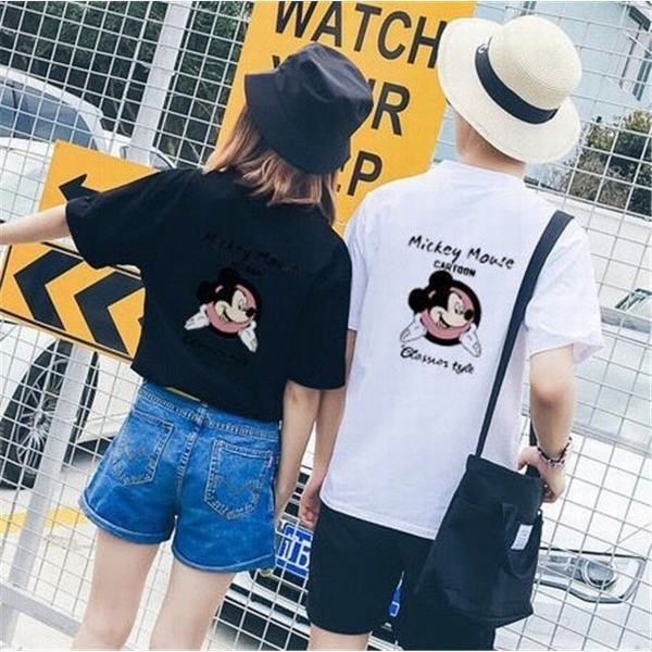 ミッキー 半袖シャツ ペアｔシャツ トップス カットソー メンズ レディース お揃い ご夫婦 友達 カップル ペアルック 男女兼用の通販はau Pay マーケット Smbosco