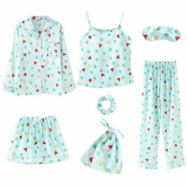 七点セット クレヨンしんちゃん パジャマ シルク ルームウェア 部屋着 寝巻き ルームワンピースルームウェア ロングパンツ キャミソール の通販はau Pay マーケット Smbosco