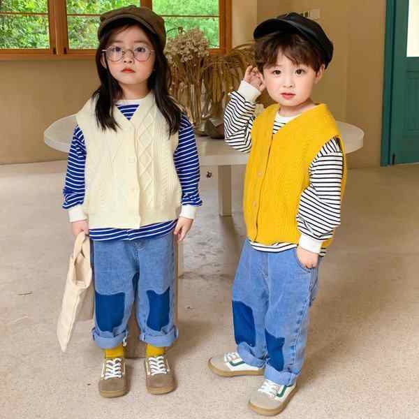 ニットベスト キッズ ベスト 女の子 男の子 ニットセーター 前開き 子供服 Vネック ノースリーブ トップス ミディアム ニットウエア 春秋の通販はau Pay マーケット Smbosco