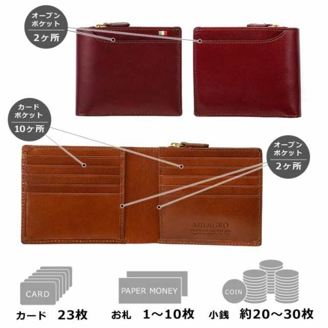 Milagro(ミラグロ)】 23ポケット 二つ折り財布 【ca-s-572