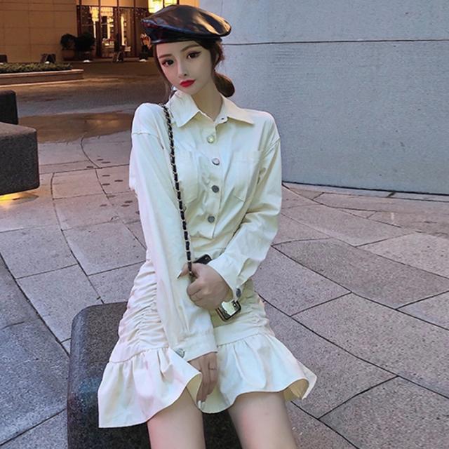 ワンピース 長袖 スリム ミニ丈 フレアスカート 大人カワイイ 清楚 デート おでかけ ブラックの通販はau Pay マーケット T Tortue Shop