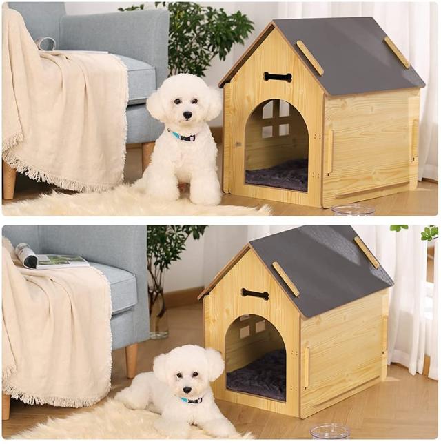 犬ハウス 木目調 犬小屋 ペットハウス 猫ハウス 猫ベッド 室内用 ペットベッド 窓あり 寝床 組み立て簡単 小型犬 ネコ用の通販はau Pay マーケット T Tortue Shop