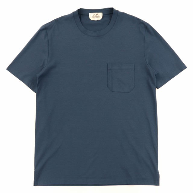 新品同様 エルメス 21SS Hロゴポケット 半袖Ｔシャツ メンズ ネイビー