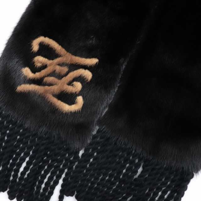 美品 フェンディ ミンクファーティペット マフラー 黒 FFカリグラフィー FENDI｜au PAY マーケット