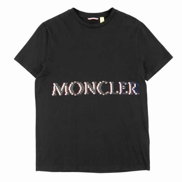 モンクレール Tシャツ 半袖 ロゴ プリント カットソー 黒 M MONCLER-