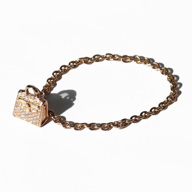 【美品】 エルメス アミュレットケリー ST ブレスレット ダイヤモンド ローズゴールド ピンクゴールド 18金 Au750 K18PG ジュエリー レディース チェーン 全長 約16.6cm フランス製 箱・ケース・袋・修理証明書付 HERMESの通販は