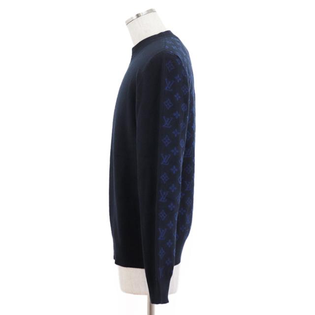 【新品同様】ルイ・ヴィトン 2019AW クルーネック ハーフ ＆ ハーフ モグラム セーター 切替 メンズ L 紺 伊製 LOUIS VUITTON HGN41WIXW 40802102184-1_wm.jpg