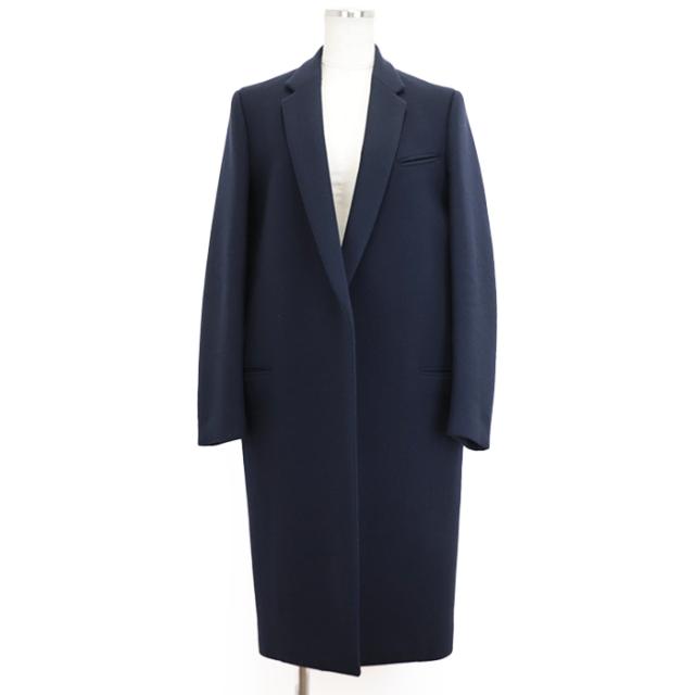 クリアランスSALE【美品】セリーヌ フィービー期 クロンビー チェスター コート ウール100% メルトン アウター 防寒 レディース サイズ 36 ネイビー 紺 イタリア製 CELINE 2 8H28/7165の通販は