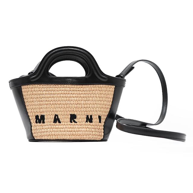 【未使用】マルニ TROPICALIA MICRO BASKET BAG マイクロ バスケット ショルダーバッグ レディース ベージュ ブラック かごバッグ ショルダー取外し可 袋付属 イタリア製 MARNIの通販は